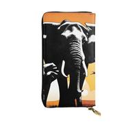 YYHWHJDE Cartera larga de cuero de calidad con estampado de elefante y jirafa en la puesta de sol diseñada para niñas y mujeres a la moda, elegante, 19 x 10,5 cm, Black, Talla única