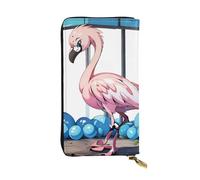 YYHWHJDE Cartera larga de cuero de calidad con estampado de flores de flamenco, diseñada para niñas y mujeres, elegante, 19 x 10,5 cm, Black, Talla única