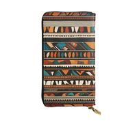 YYHWHJDE Cartera larga de cuero de calidad con estampado tribal africano étnico, diseñada para niñas y mujeres, elegante, 19 x 10,5 cm, Black, Talla única