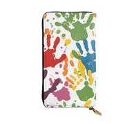 YYHWHJDE Cartera larga de cuero de calidad con impresión a mano para niños, diseñada para niñas y mujeres a la moda, elegante, 19 x 10,5 cm, Black, Talla única