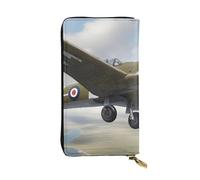 YYHWHJDE Cartera larga de cuero de calidad con impresión de avión de la Segunda Guerra Mundial diseñada para niñas y mujeres a la moda, elegante, 19 x 10,5 cm, Black, Talla única