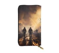 YYHWHJDE Cartera larga de cuero de calidad con impresión de bomberos Fighting Fires diseñada para niñas y mujeres a la moda, elegante, 19 x 10,5 cm, Black, Talla única