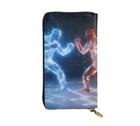 YYHWHJDE Cartera larga de cuero de calidad con impresión de boxeo de hielo y fuego, diseñada para niñas y mujeres a la moda, elegante, 19 x 10,5 cm, Black, Talla única