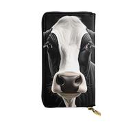 YYHWHJDE Cartera larga de cuero de calidad con impresión de cara de vaca negra y blanca diseñada para niñas y mujeres a la moda, elegante, 19 x 10,5 cm, Black, Talla única