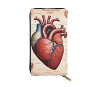 YYHWHJDE Cartera larga de cuero de calidad con impresión de gráfico de corazón de anatomía humana, diseñada para niñas y mujeres, elegante, 19 x 10,5 cm, Black, Talla única