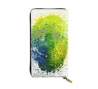 YYHWHJDE Cartera larga de cuero de calidad con impresión de huellas dactilares brasileña, diseñada para niñas y mujeres, elegante, 19 x 10,5 cm, Black, Talla única