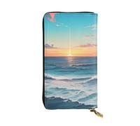 YYHWHJDE Cartera larga de cuero de calidad con impresión de imágenes oceánicas, diseñada para niñas y mujeres a la moda, elegante, 19 x 10,5 cm, Black, Talla única