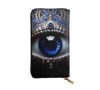 YYHWHJDE Cartera larga de cuero de calidad con impresión de mal de ojo, diseñada para niñas y mujeres a la moda, elegante, 19 x 10,5 cm, Black, Talla única