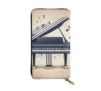 YYHWHJDE Cartera larga de cuero de calidad con impresión de símbolo de música de piano, diseñada para niñas y mujeres a la moda, elegante, 19 x 10,5 cm, Black, Talla única