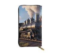YYHWHJDE Cartera larga de cuero de calidad con impresión de tren de locomotora de vapor, diseñada para niñas y mujeres a la moda, elegante, 19 x 10,5 cm, Black, Talla única