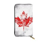 YYHWHJDE Cartera larga de cuero de calidad con impresión retro de la bandera de Canadá diseñada para niñas y mujeres a la moda, elegante, 19 x 10,5 cm, Black, Talla única
