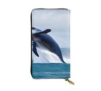 YYHWHJDE Cartera larga de piel con estampado de ballenas en el mar, diseñada para niñas y mujeres a la moda, elegante, 19 x 10,5 cm, Black, Talla única