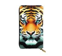 YYHWHJDE Cartera larga de piel con estampado de cabeza de tigre pequeña diseñada para niñas y mujeres a la moda, elegante y personalizada, 19 x 10,5 cm, color negro, talla única, Black, Talla única