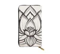 YYHWHJDE Cartera larga de piel con estampado de flor de loto, diseñada para niñas y mujeres a la moda, elegante y personalizada, 7.4 x 4.1 pulgadas, negro, talla única, Black, Talla única