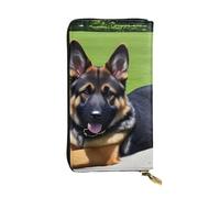 YYHWHJDE Cartera larga de piel con estampado de perro pastor alemán, diseñada para niñas y mujeres a la moda, elegante y personalizada, 19 x 10,5 cm, color negro, talla única, Black, Talla única