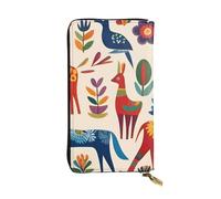 YYHWHJDE Cartera larga de piel de calidad con estampado de animales otomi, diseñada para niñas y mujeres, elegante, 19 x 10,5 cm, Black, Talla única