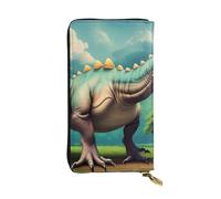 YYHWHJDE Cartera larga de piel de calidad con estampado de dinosaurio, diseñada para niñas y mujeres a la moda, elegante, 19 x 10,5 cm, Black, Talla única