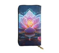 YYHWHJDE Cartera larga de piel de calidad con estampado de flor de loto bohemio, diseñada para niñas y mujeres, elegante, 19 x 10,5 cm, Black, Talla única