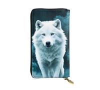 YYHWHJDE Cartera larga de piel de calidad con estampado de lobo con humo, diseñada para niñas y mujeres a la moda, elegante, 19 x 10,5 cm, Black, Talla única