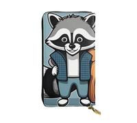 YYHWHJDE Cartera larga de piel de calidad con estampado de mapache de dibujos animados, diseñada para niñas y mujeres, elegante, 19 x 10,5 cm, Black, Talla única