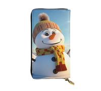 YYHWHJDE Cartera larga de piel de calidad con estampado de muñeco de nieve de invierno de dibujos animados, diseñada para niñas y mujeres, elegante, 19 x 10,5 cm, Black, Talla única