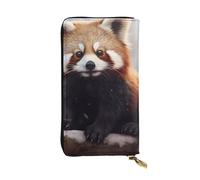 YYHWHJDE Cartera larga de piel de calidad con estampado de panda rojo diseñada para niñas y mujeres a la moda, elegante, 19 x 10,5 cm, Black, Talla única