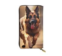 YYHWHJDE Cartera larga de piel de calidad con estampado de perro pastor alemán, diseñada para niñas y mujeres, elegante, 19 x 10,5 cm, Black, Talla única