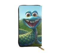 YYHWHJDE Cartera larga de piel de calidad con estampado de serpiente de cobra de dibujos animados, diseñada para niñas y mujeres, elegante, 19 x 10,5 cm, Black, Talla única