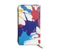 YYHWHJDE Cartera larga de piel de calidad con impresión abstracta de pintura, diseñada para niñas y mujeres, elegante, 19 x 10,5 cm, Black, Talla única