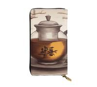 YYHWHJDE Cartera larga de piel de calidad con impresión de ágata verde azulado, diseñada para niñas y mujeres a la moda, elegante, 19 x 10,5 cm, Black, Talla única