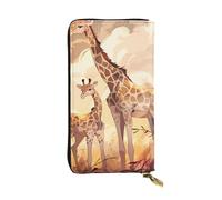 YYHWHJDE Cartera larga de piel de calidad con impresión de jirafa para madre e hijo, diseñada para niñas y mujeres, elegante, 19 x 10,5 cm, Black, Talla única