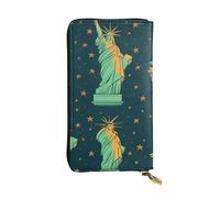 YYHWHJDE Cartera larga de piel de calidad con impresión de la Estatua de la Libertad en Nueva York, diseñada para niñas y mujeres a la moda, elegante, 19 x 10,5 cm, Black, Talla única
