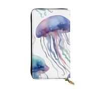 YYHWHJDE Cartera larga de piel de calidad con impresión de medusas en 3D de acuarela, diseñada para niñas y mujeres, elegante, 19 x 10,5 cm, Black, Talla única