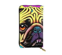 YYHWHJDE Cartera larga de piel de calidad con impresión de perro pop art de perros, diseñada para niñas y mujeres a la moda, elegante, 19 x 10,5 cm, Black, Talla única