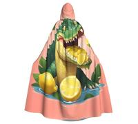 YYHWHJDE Chaqueta larga con capucha de cocodrilo comiendo limón para adultos, ideal para hombres y mujeres