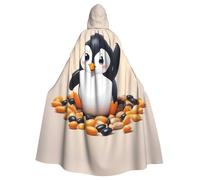 YYHWHJDE Chaqueta larga con capucha de pingüino jugando con frijoles para adultos, ideal para hombres y mujeres