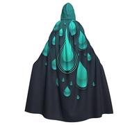 YYHWHJDE Chaqueta larga con capucha para adultos con diseño de gotas de agua, color azul y verde, adecuada para hombres y mujeres