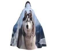 YYHWHJDE Chaqueta larga con capucha para adultos con imagen de Husky siberiano, adecuada para hombres y mujeres
