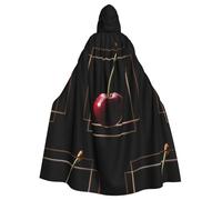 YYHWHJDE Cherries in the grid Picture - Chaqueta larga con capucha para adultos de Halloween adecuada para hombres y mujeres