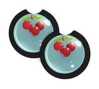 YYHWHJDE Cherry in The Bubble Prints - Posavasos para automóvil, 2 unidades, duraderos, impermeables, para protección y decoración del interior del automóvil