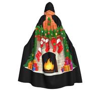 YYHWHJDE Chimenea con medias de Navidad colgando cuadro adulto Halloween chaqueta con capucha capa larga para fiesta adecuada para hombres y mujeres