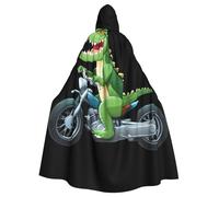 YYHWHJDE Cocodrilo montando una motocicleta imagen adulto Halloween chaqueta con capucha capa larga para fiesta adecuada para hombres y mujeres