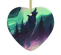 YYHWHJDE Colgante de cerámica con diseño de lobos aullando en las luces del norte, decoración de interiores, regalo para festivales