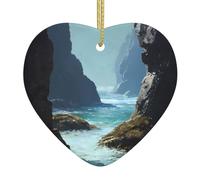 YYHWHJDE Colgante de cerámica con imagen de agua de mar entre las rocas, decoración de interiores, regalo para festivales