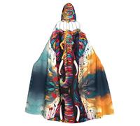 YYHWHJDE Colorido elefante imagen adulto Halloween chaqueta con capucha capa larga capa de fiesta adecuada para hombres y mujeres