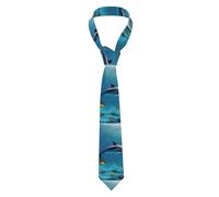 YYHWHJDE Corbata para hombre con estampado de peces de delfín subacuático, corbata de fibra de poliéster de calidad para negocios, vida diaria y ocasiones especiales