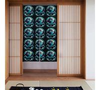 YYHWHJDE Cortina para puerta de baño con imagen de La Bestia en las Olas con dos divisiones, 86 x 142 cm