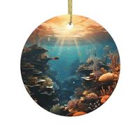 Yyhwhjde Cuadro circular de paraíso de peces pequeños, decoración de supermercado, cerámica, invierno, Navidad, fiesta, hogar