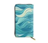 YYHWHJDE Dawn Ocean Waves - Cartera larga de cuero de calidad con impresión de olas del océano diseñada para niñas y mujeres a la moda, elegante, 19 x 10,5 cm, Black, Talla única