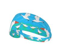 YYHWHJDE Diadema deportiva Happy White Goose Picture para mujer, a prueba de sudor, banda elástica de verano